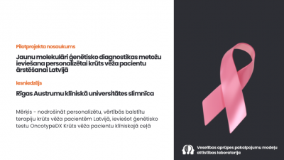 Jaunu molekulāri ģenētisko diagnostikas metožu ieviešana personalizētai krūts vēža pacientu ārstēšanai Latvijā